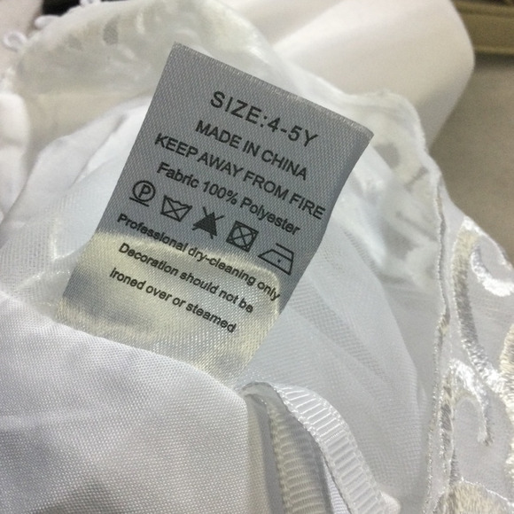 FLOWER GIRL PARTY SZ 4-5 Y white embroidered bow communion baptism NEW B118 - Picture 7 of 7